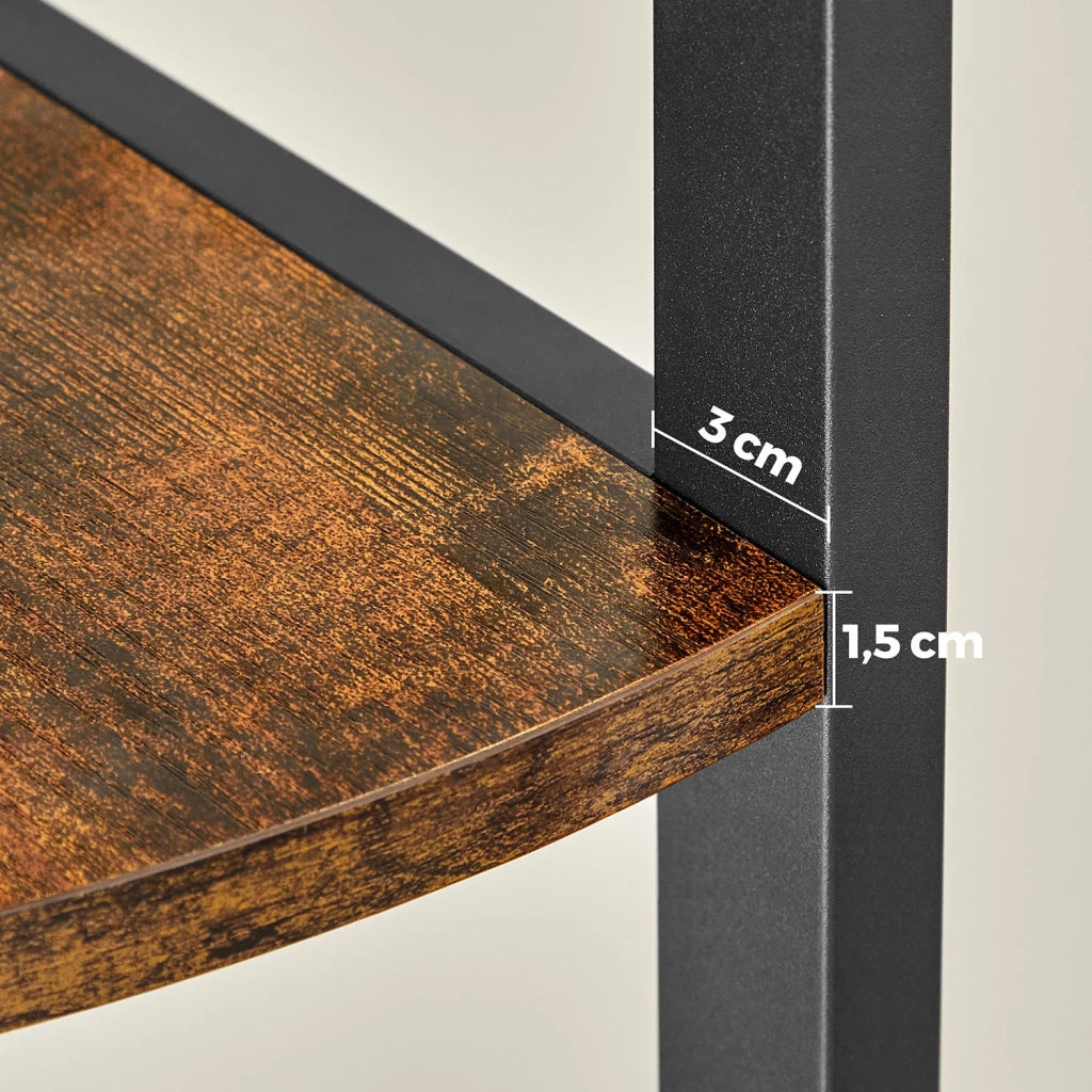 Scaffale angolare a 5 ripiani libreria angolare unità di stoccaggio multiuso porta piante per soggiorno camera da letto ufficio stile industriale marrone 12_0005616