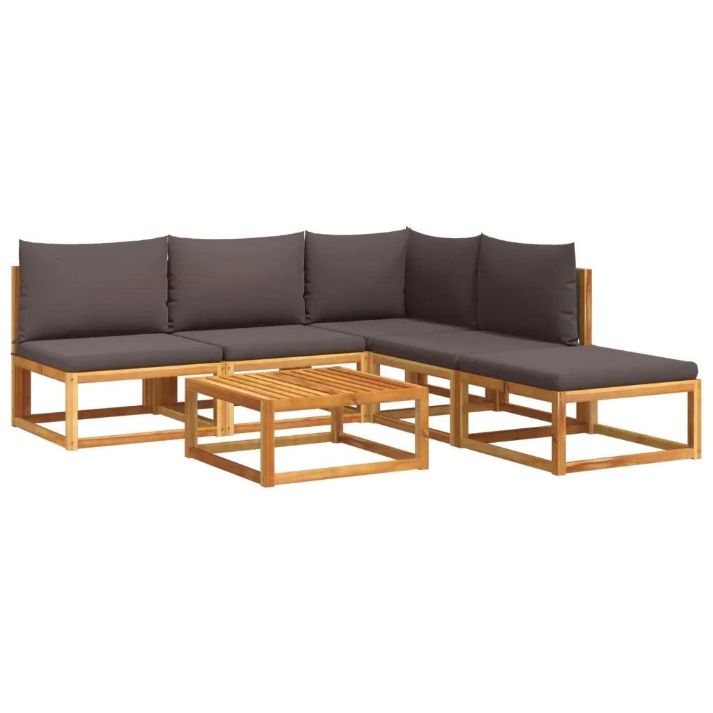 Set di divani da giardino 6 pezzi con cuscini in legno di acacia e rattan