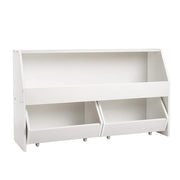 Armadio Mobile Legno Bianco Cassetti Libreria Aperta Camera Studio 33.5x11.8x33.1 Pollici