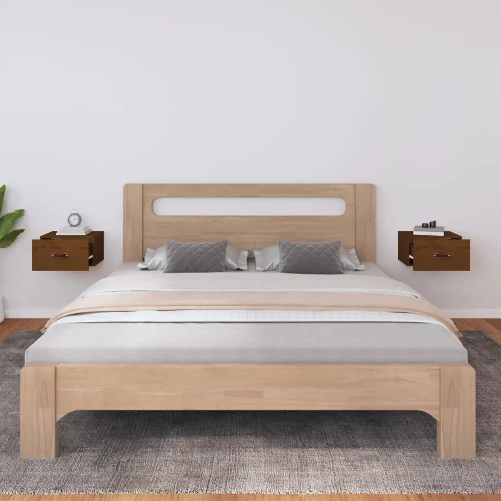 Set di 2 Comodini | Armadio da Notte | Mobiletto da notte a Muro ambra 40x29,5x22 cm