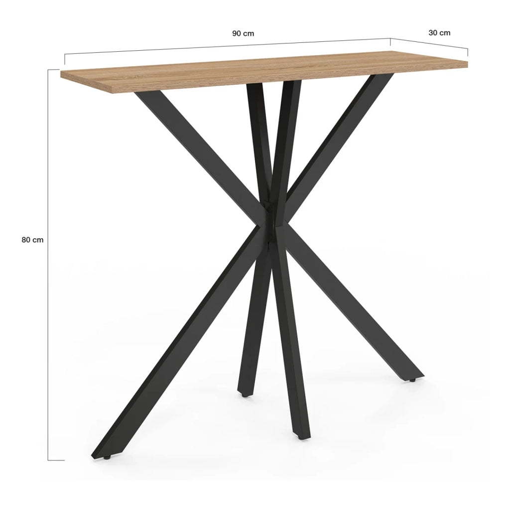 IDMarket - Consolle ALIX in legno e gambe a ragno nere
