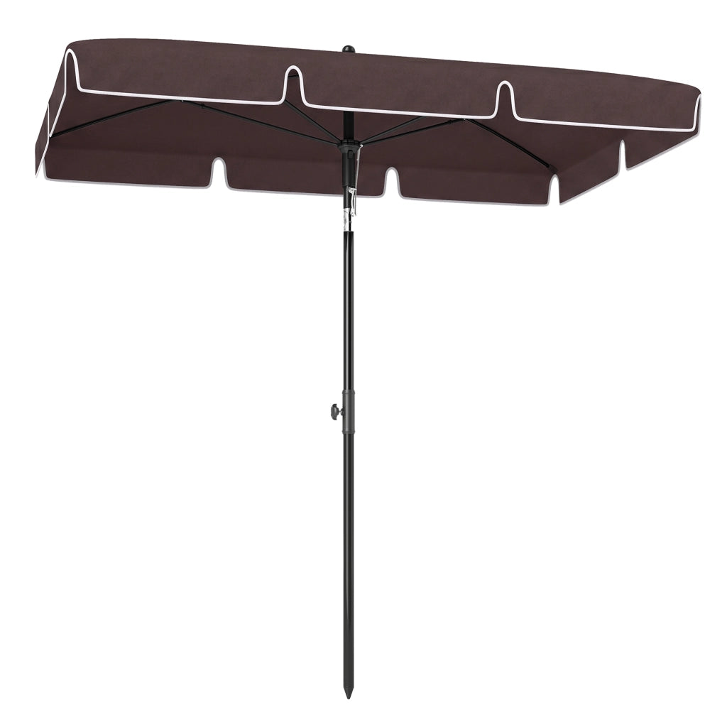 Ombrellone da Giardino Rettangolare e Regolabile con Palo in Alluminio, 2x1.3x2.5 m, Marrone e Nero