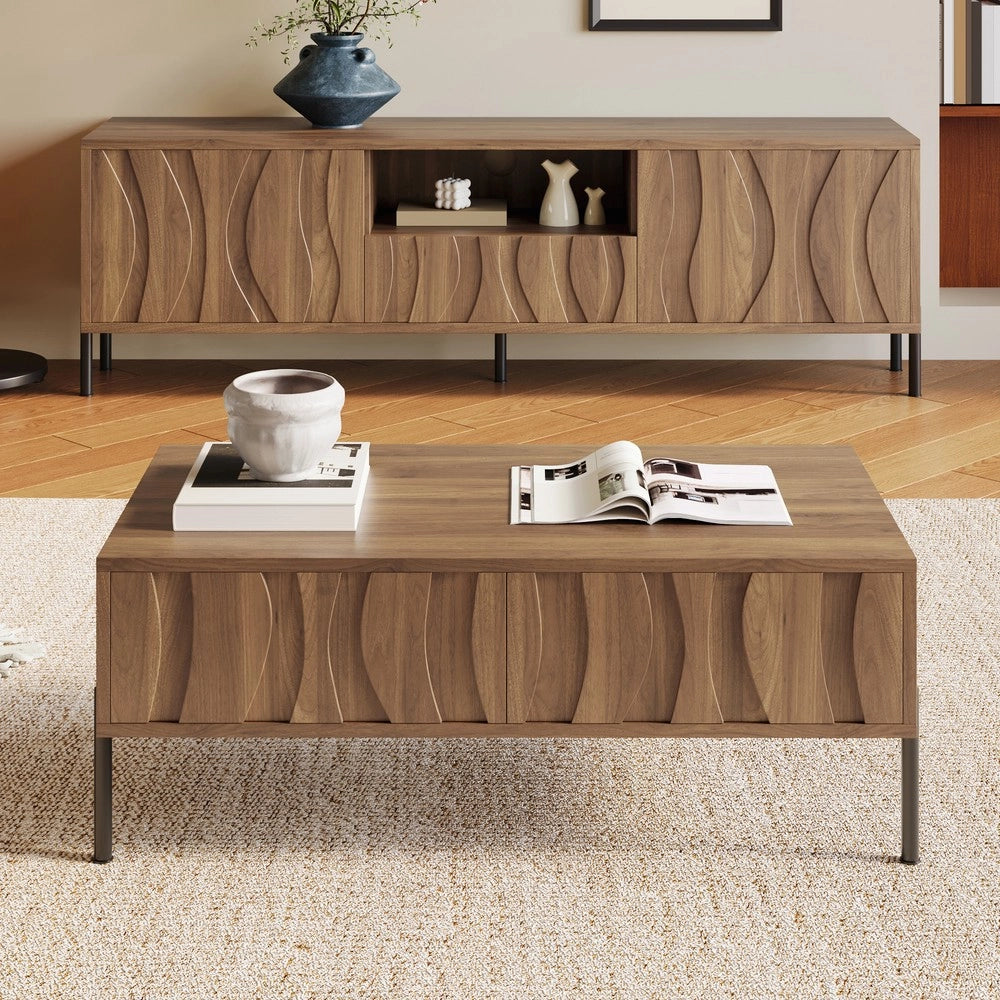 Tavolino e Porta TV in Legno Massello con Set Contenitore ¨C MINIMAL ¨C Design Naturale per Salotto