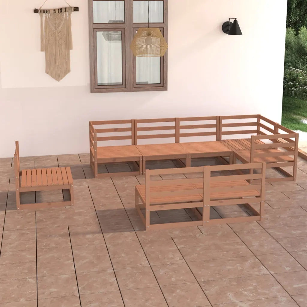 Set Salotto da Giardino 8pz Marrone Ambra Legno Massello Pino 3075627