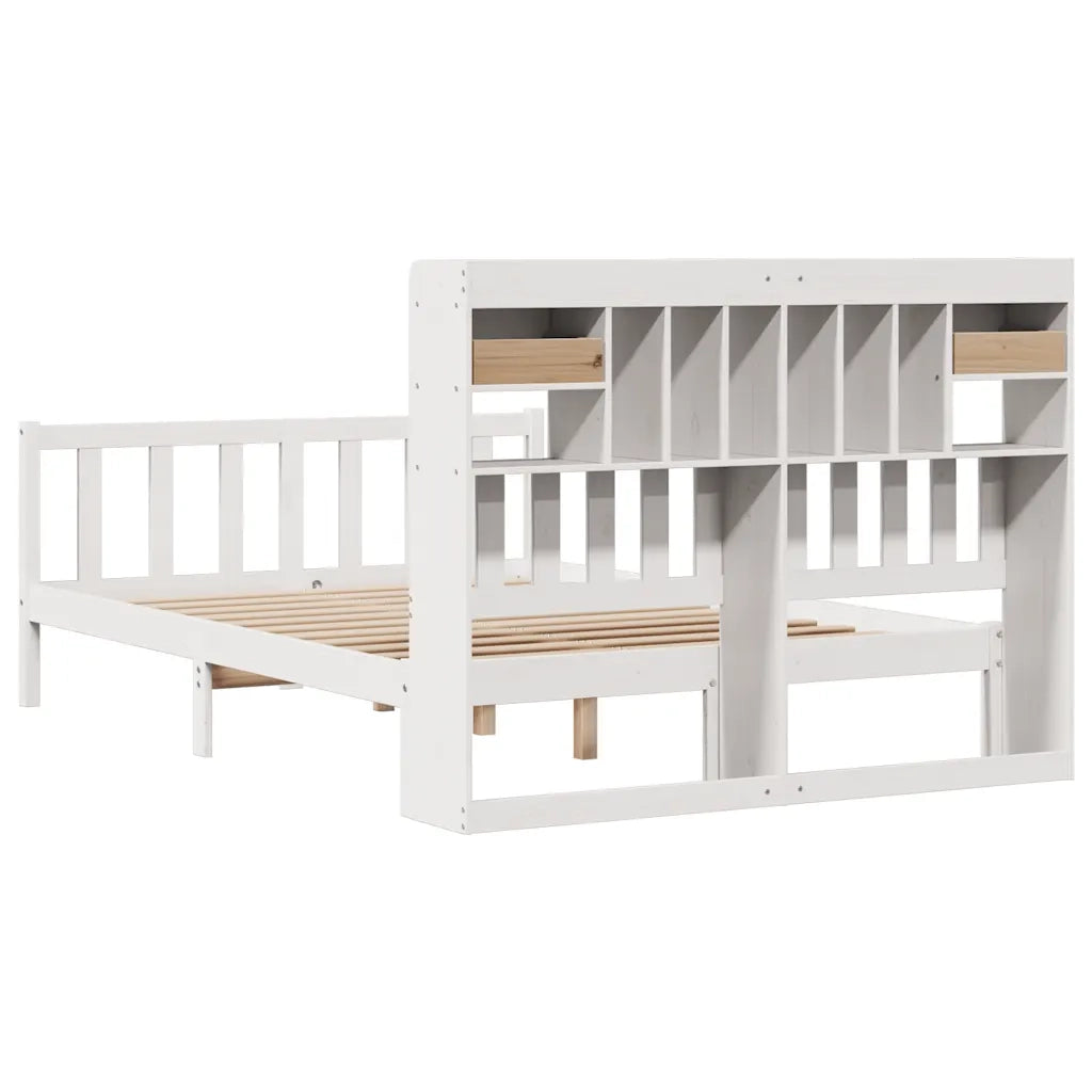 Letto Libreria senza Materasso Bianco 140x190 cm Legno di Pino 3321736