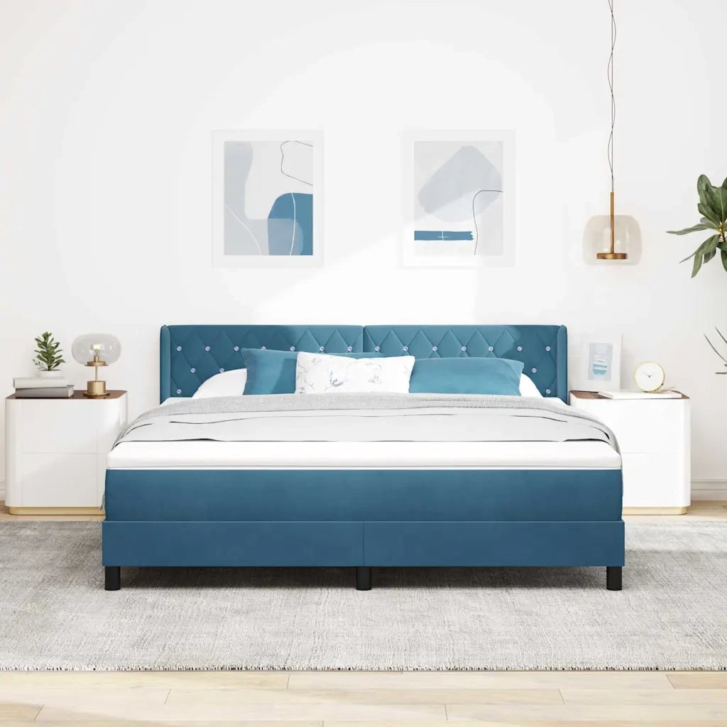 Letto a molle con testiera Blu Scuro 200 x 180 cm Velluto 3341430