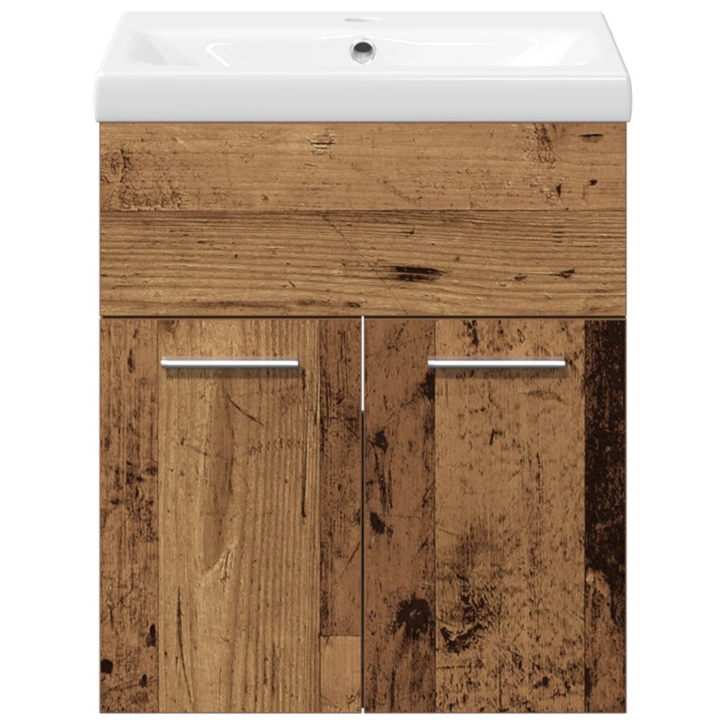 Set di Mobili per Bagno in 3 Pezzi in Legno Invecchiato