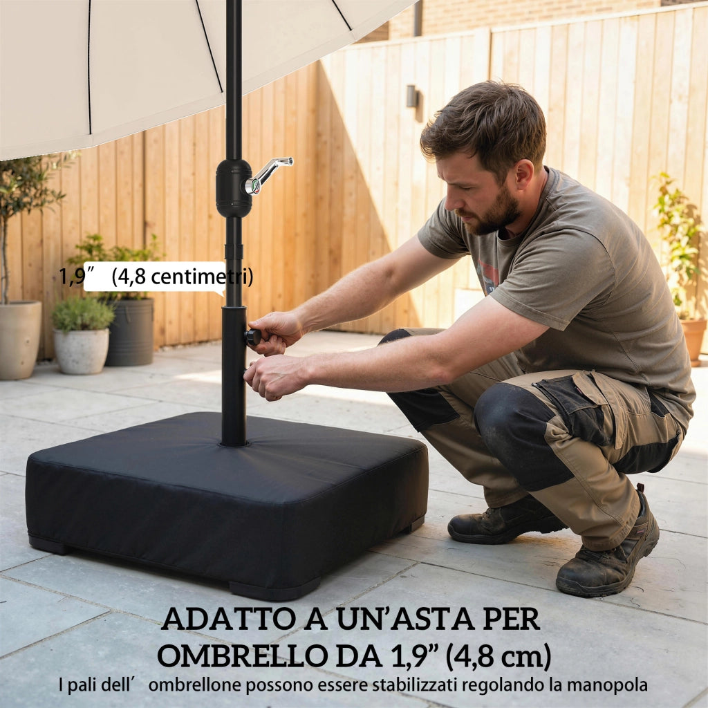 Base per Ombrellone Riempibile con Sabbia 80 kg/Sabbia Bagnata 90 kg, per Pali di Ombrelloni da ?48 mm, Nero