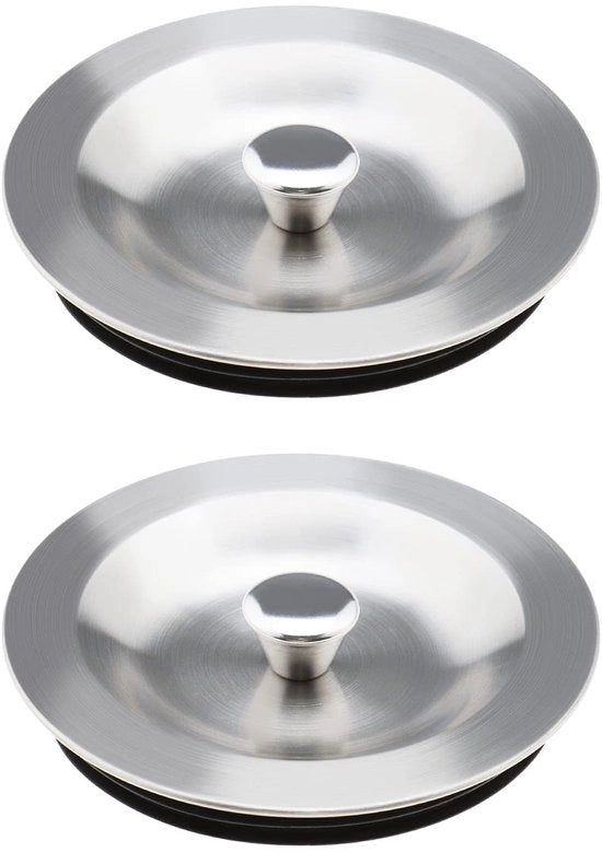 Blocco scarico 90 mm - 2x Stopper per scarico - Acciaio inossidabile - Sigillatura in gomma - Adatto per scarico 110 mm - Facile da pulire - Blocco scarico per scarico