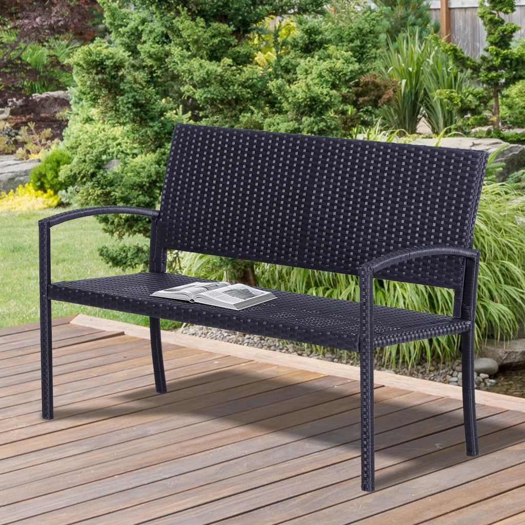 Divano da giardino 2 posti in resina intrecciata ¨C zephmum ¨C nero 120x60x80