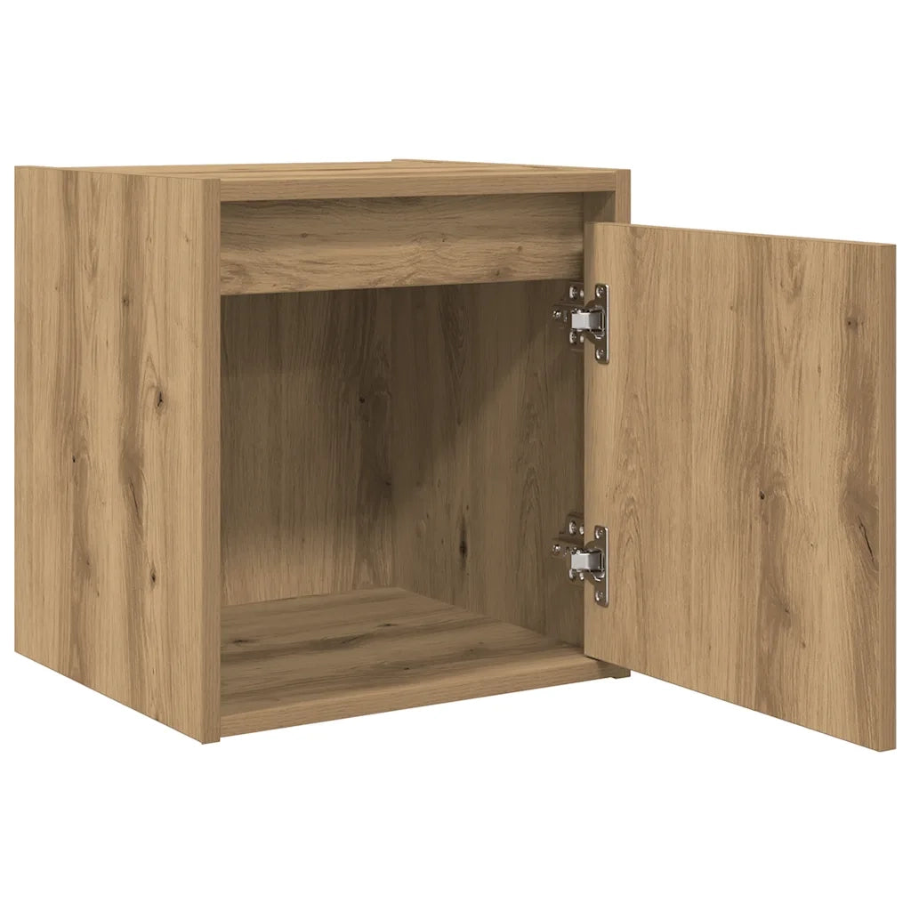 Set di 2 Comodini | Armadio da Notte | Mobiletto da notte a Muro Rovere Artigianale 38x34x40 cm