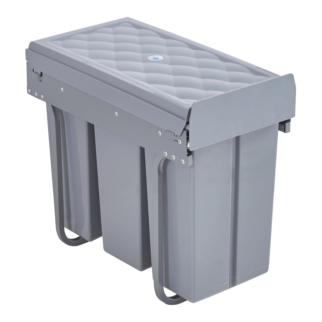 Pattumiera Estraibile Froland con 3 Bidoni Sotto Lavello 3x 10 L Grigio [en.casa]
