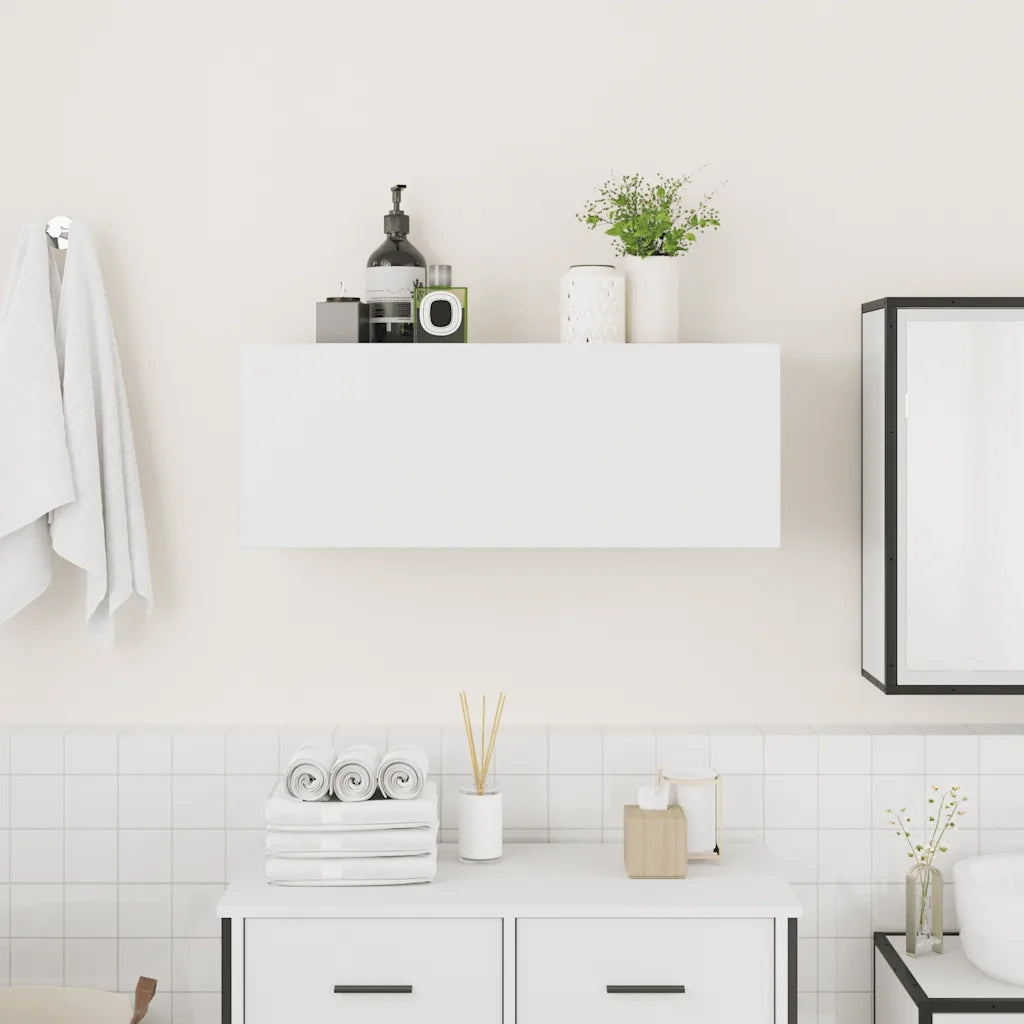 vidaXL Mobile da Bagno a Parete Bianco 80x25x30cm in Legno Multistrato