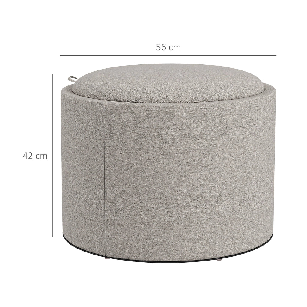 Poltrona imbottita con vano nascosto e coperchio reversibile ¨C Minimal ¨C Grigio chiaro/Naturale 56x56x42 cm