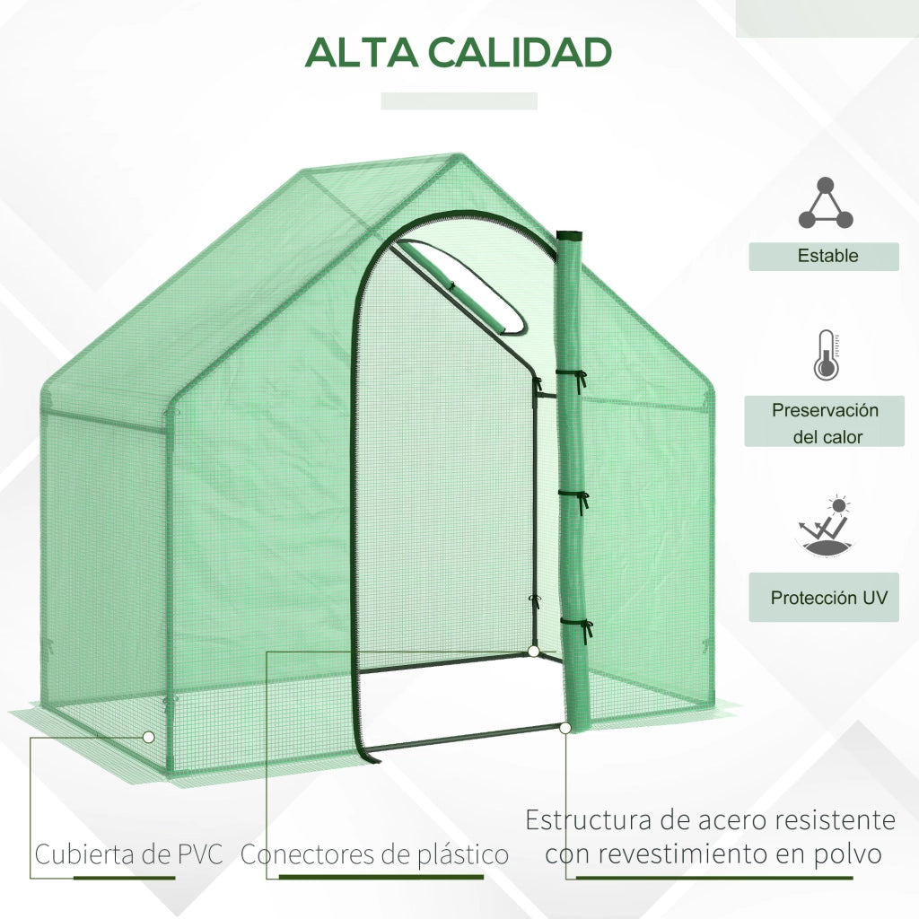 Serra da Giardino con Finestra e Porta con Cerniera ¨C Xylo ¨C Telaio Acciaio 180x100x168 cm Verde