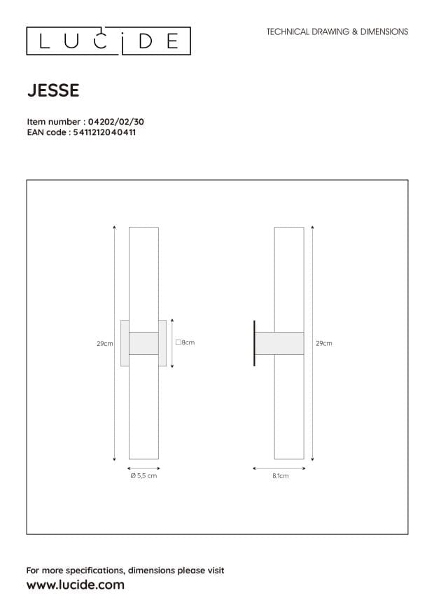 Applique Lucide Jesse 2xG9 33W IP44 bianco/nero vetro