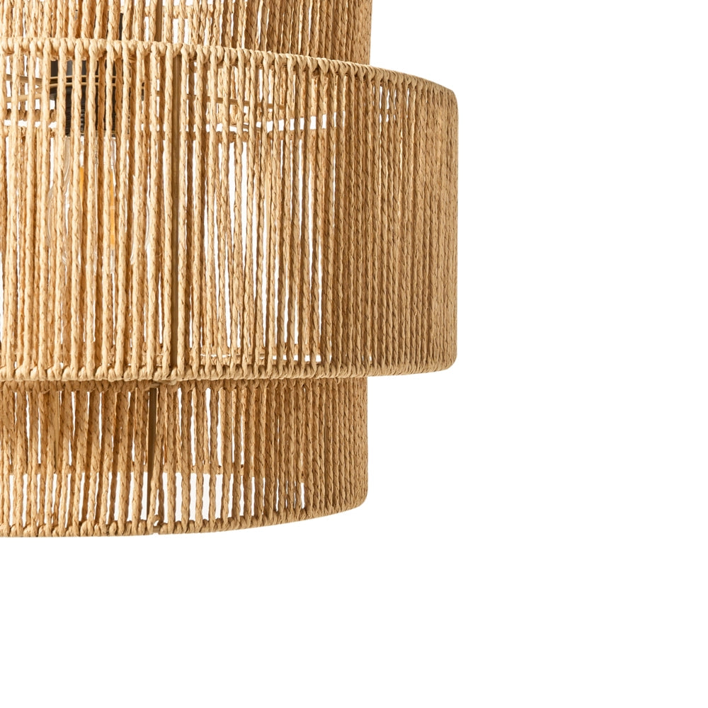 Lampada a sospensione Corda di carta naturale Base nera opaca Sala da pranzo Soggiorno Stile Boho