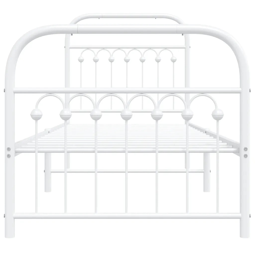 Giroletto con Testiera e Pediera Metallo Bianco 75x190 cm 376657