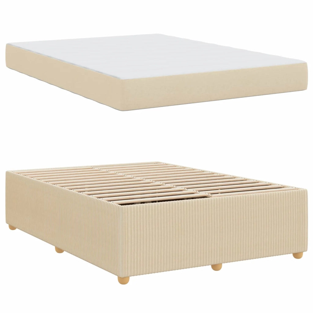 Struttura del letto con materasso Crema 160 x 200 cm Tessuto