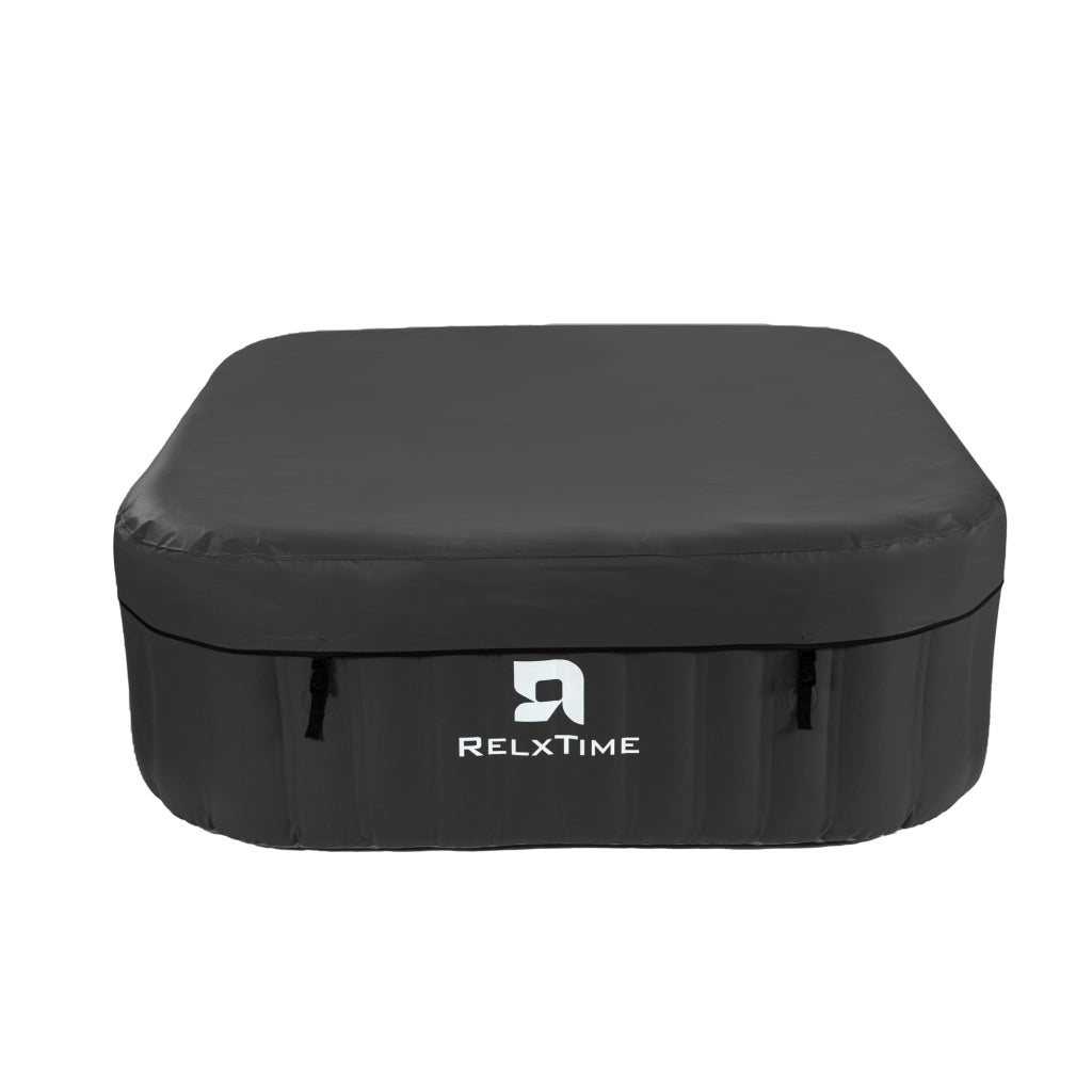 Spa gonfiabile quadrata 6 posti - RELXTIME - 130 getti - Nero - Filtro e copertura inclusi