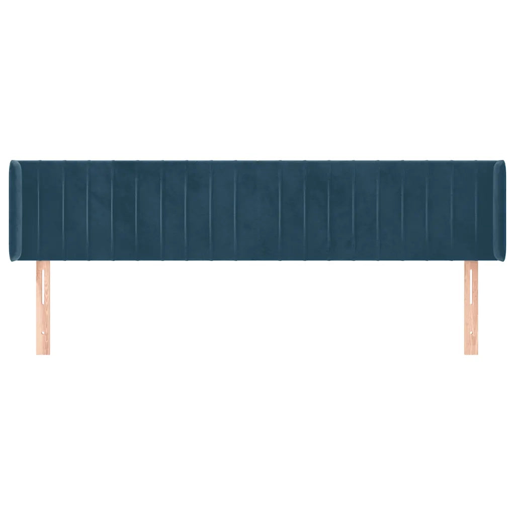 Testiera ad Orecchio-Testata con Orecchie Blu Scuro 203x16x78/88 cm in Velluto 118649