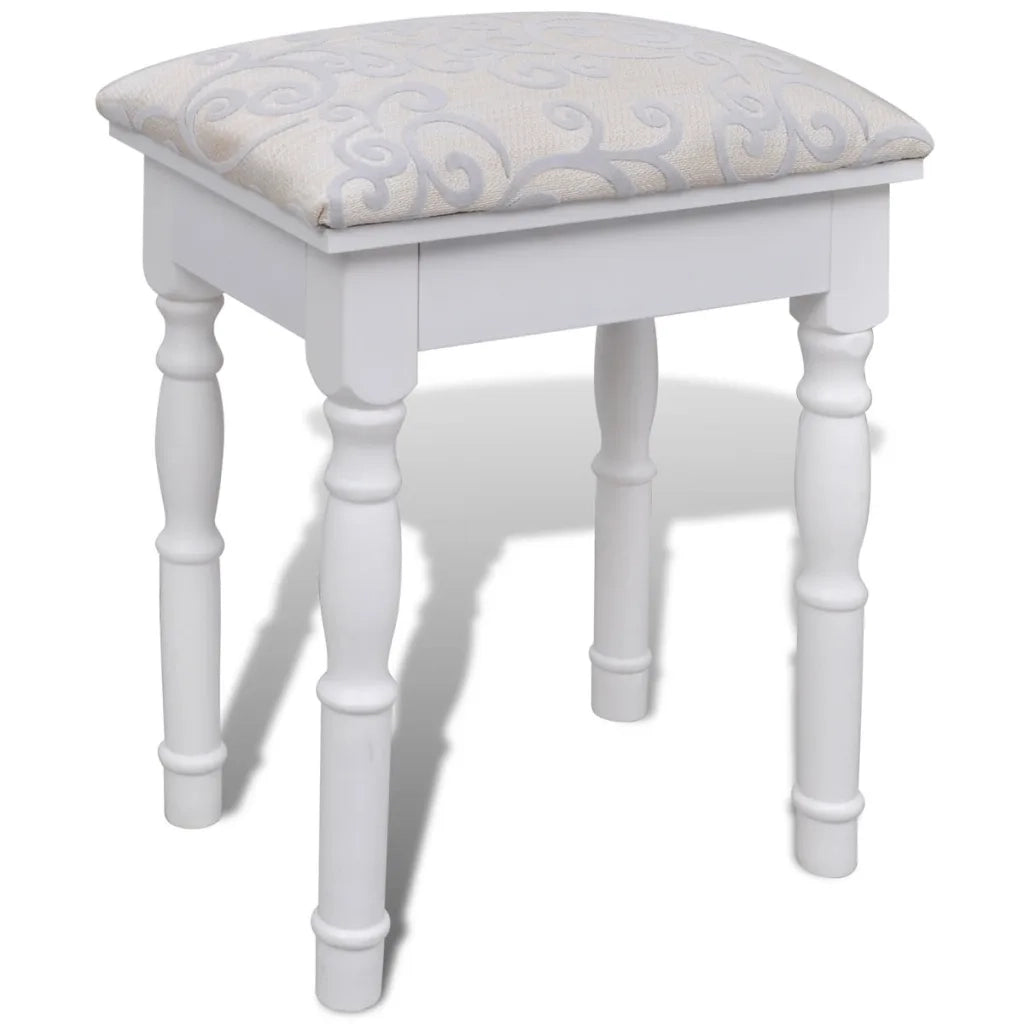 Toletta 3-in-1 con Specchio Sgabello e 2 Cassetti Bianca 241003