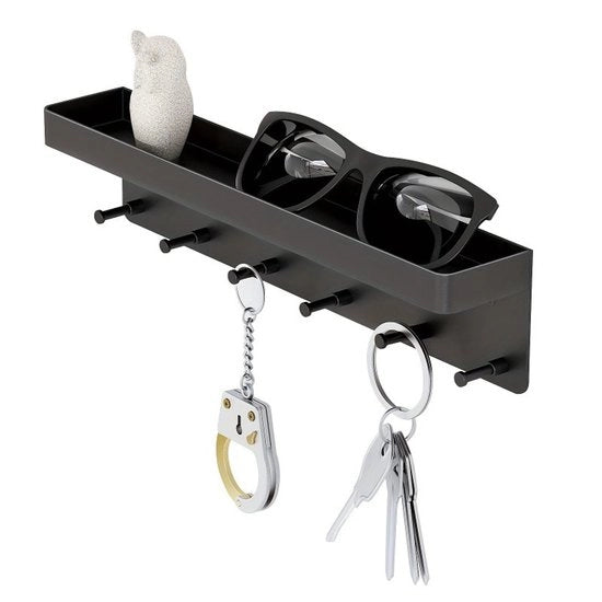 Sostegno per chiavi senza fori, adatto per portafogli e altri articoli di uso domestico - ideale per camper, caravan, ingressi, salotti, ecc., in nero.