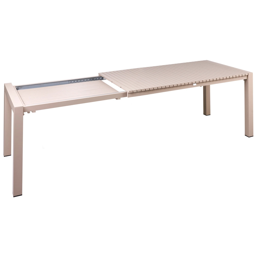 Tavolo da giardino allungabile 160/220 x 90 cm in alluminio color sabbia beige arredo da esterno verniciato a polvere