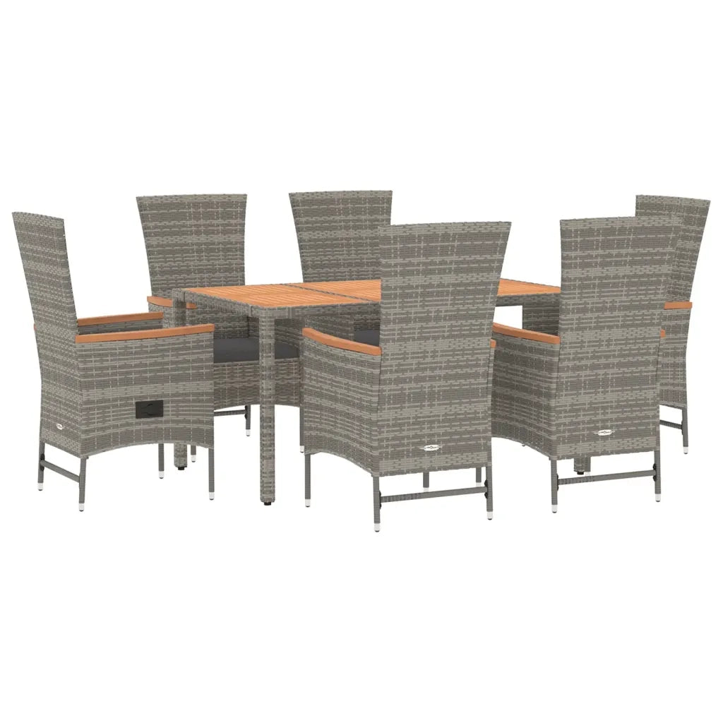 Set da Pranzo da Giardino 7 pz con Cuscini in Polyrattan Grigio 3157550
