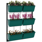 Orto Verticale da Parete 3 Livelli 6 Vasi ¨C Zephmum ¨C Acciaio Plastica Verde 52x14x66 cm