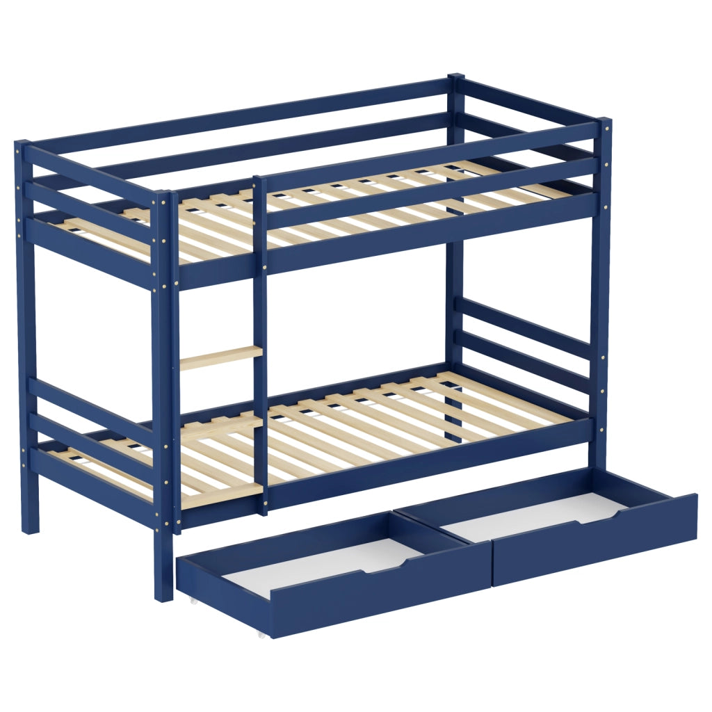Letto a castello per bambini 190x90cm blu scuro con cassetti AMBRE