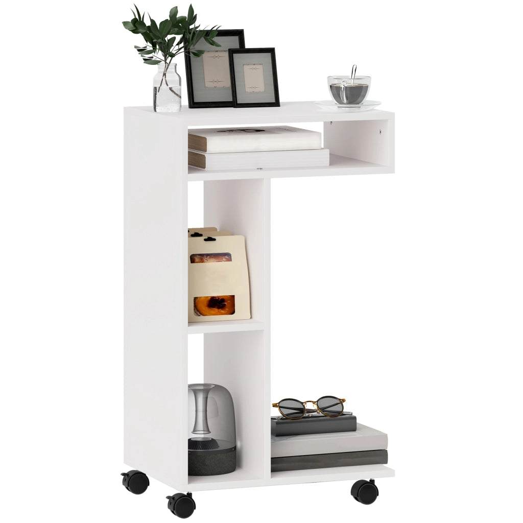 Tavolino servitore con rotelle ¨C Xylo ¨C 3 ripiani, 40x30x69 cm, bianco