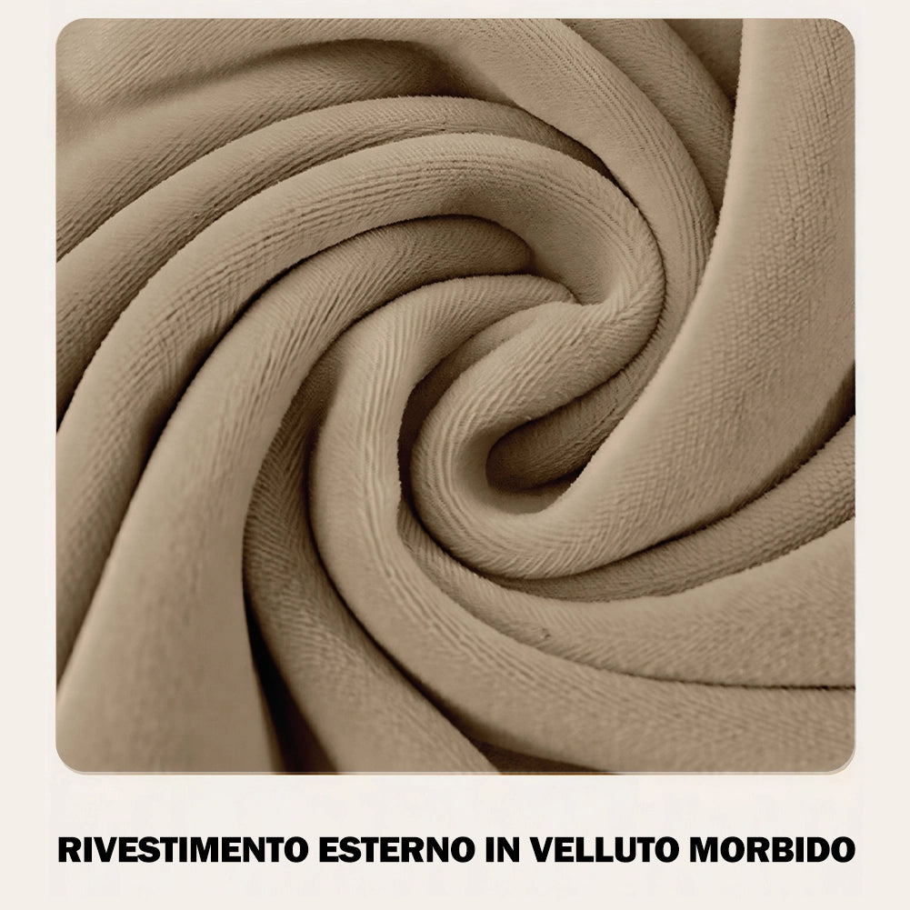 Specchio Grande Ondulato con Cornice Rivestimento in Velluto Cachi 60 x 160 cm