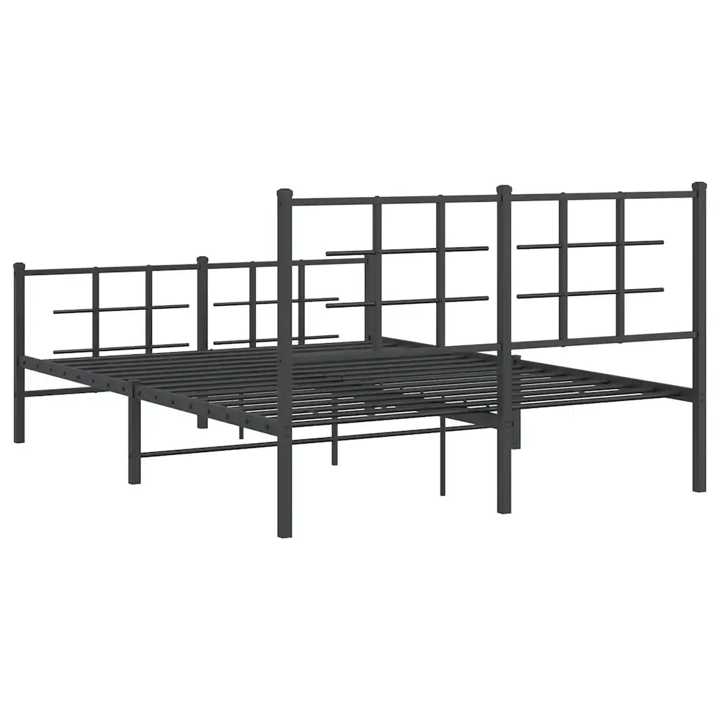 Letto matrimoniale | Letto per adulti | Giroletto con Testiera e Pediera Metallo Nero 140x190 cm