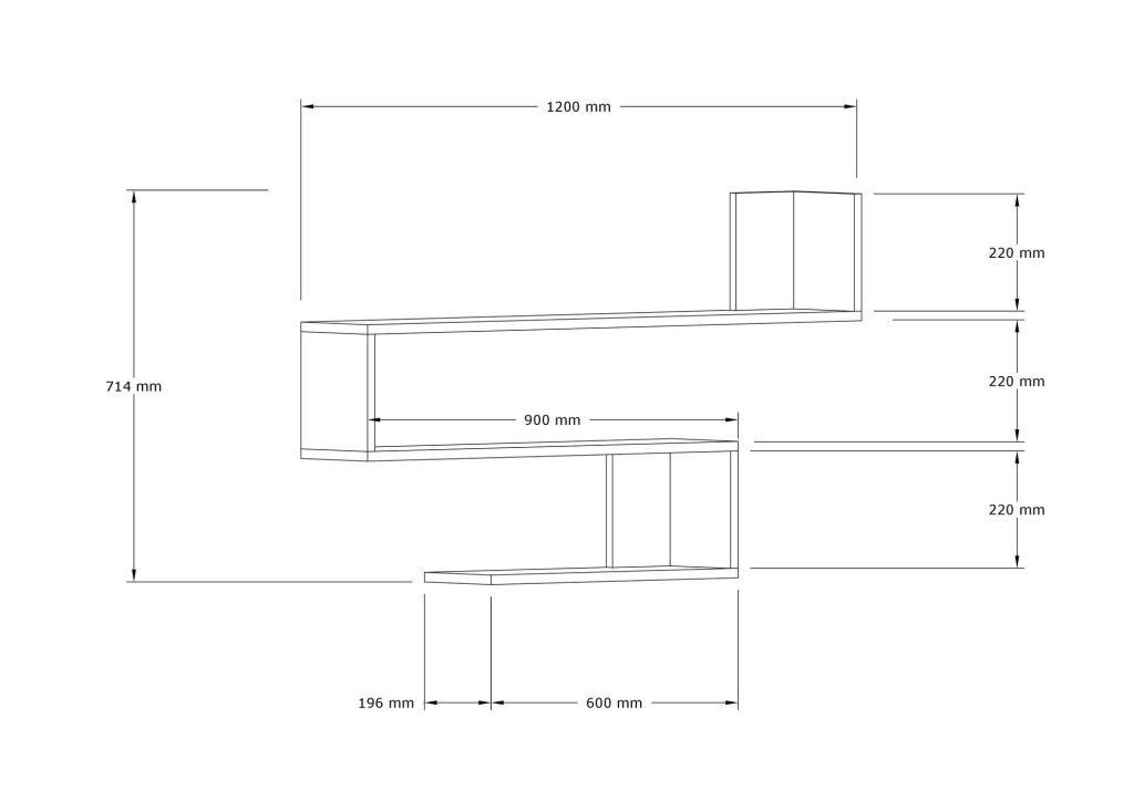 Mensola da parete in legno "Penne" - 120 x 20 x 71 cm - Bianco
