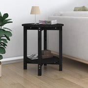 Tavolino da Salotto Nero Ø 55x60 cm in Legno Massello di Pino 822356