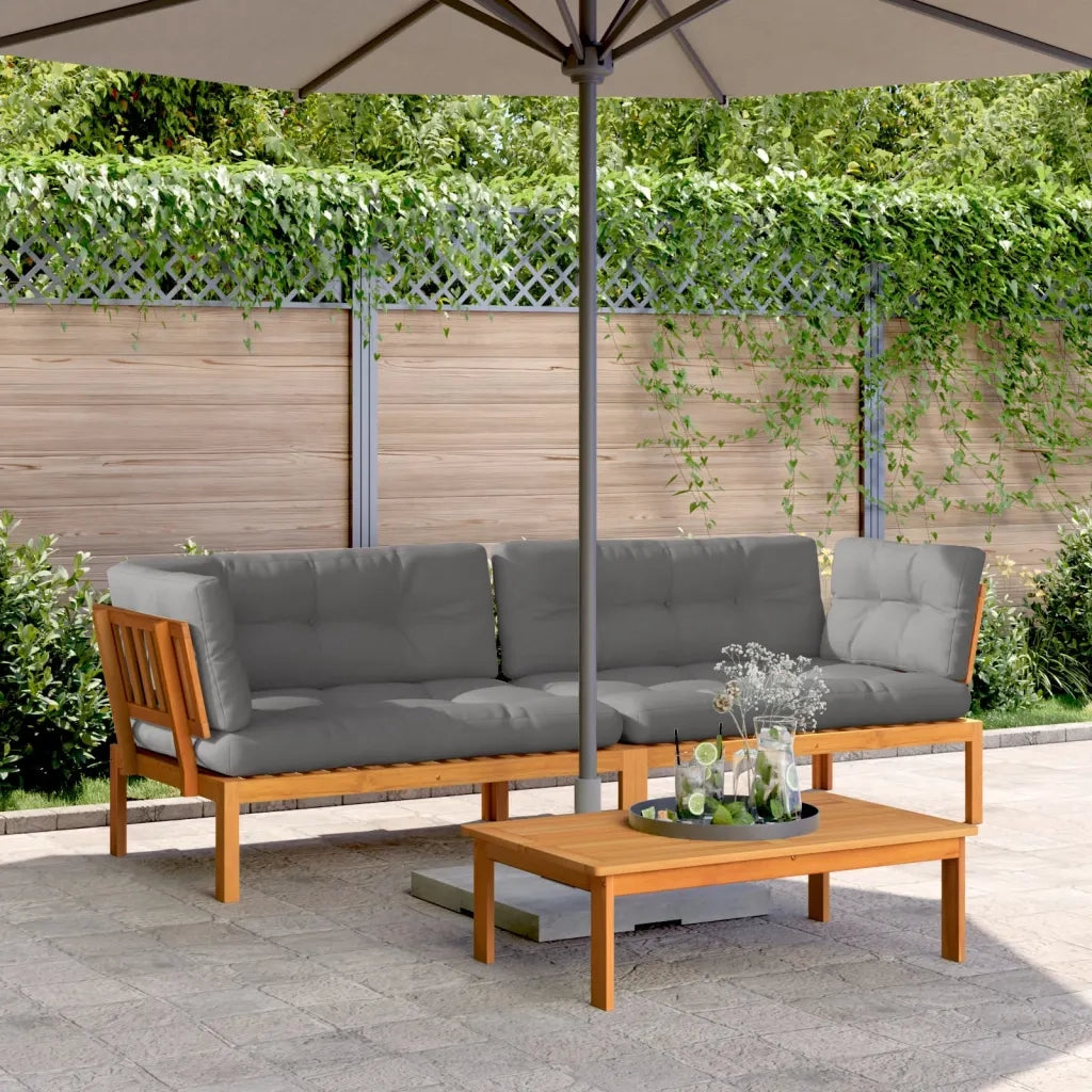 vidaXL Divani Angolari Pallet Giardino con Cuscini 2pz Massello Acacia