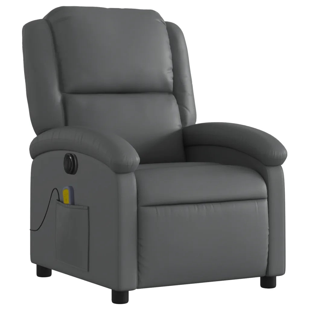 Poltrona Massaggiante Elettrica Reclinabile Grigio Similpelle 3204222
