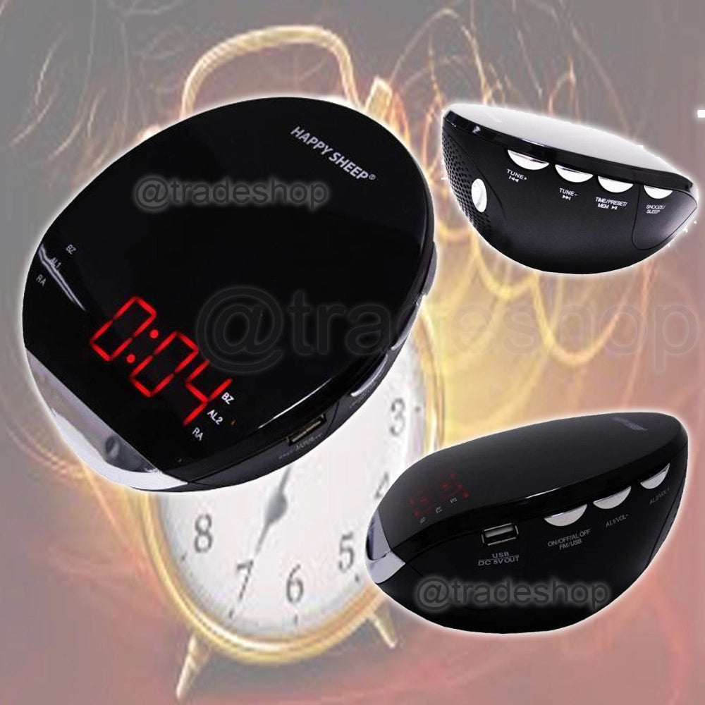Trade Shop - Radio Sveglia Radiosveglia Orologio Da Tavolo Am/fm Digitale Lcd Led Rosso -