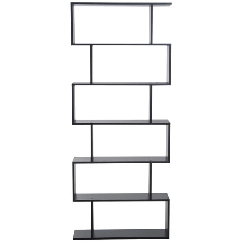LIBRERIA DESIGN MODERNO IN LEGNO CON 6 RIPIANI 80 X 23 X 192 CM NERO