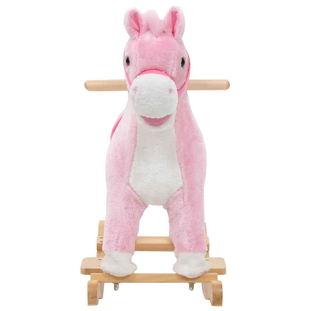 Cavallo a Dondolo in Peluche 65x32x58 cm Rosa 80218
