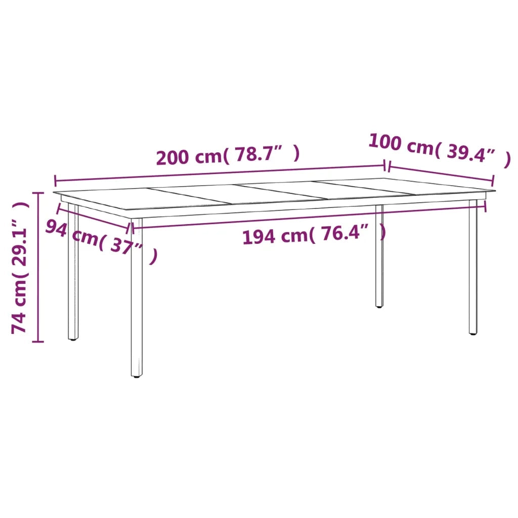 Set da Pranzo per Giardino 9 pz con Cuscini Grigio e Nero cod mxl 51992