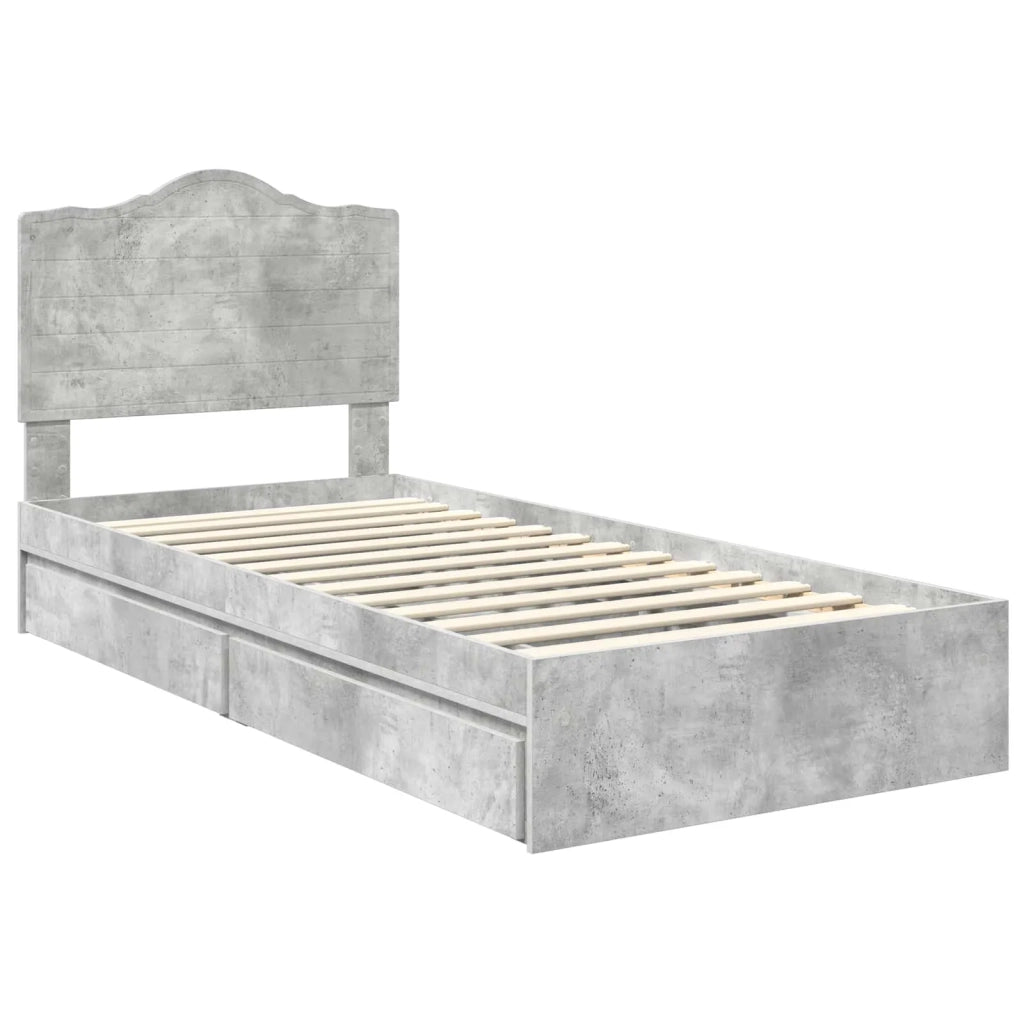 Letto con Contenitore con cassetto Grigio cemento 70 x 190 cm 3413558