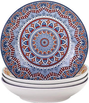 Piatti da zuppa - Porcellana - Set da 4 - Stile bohemiano - Ø 20 cm - 700 ml