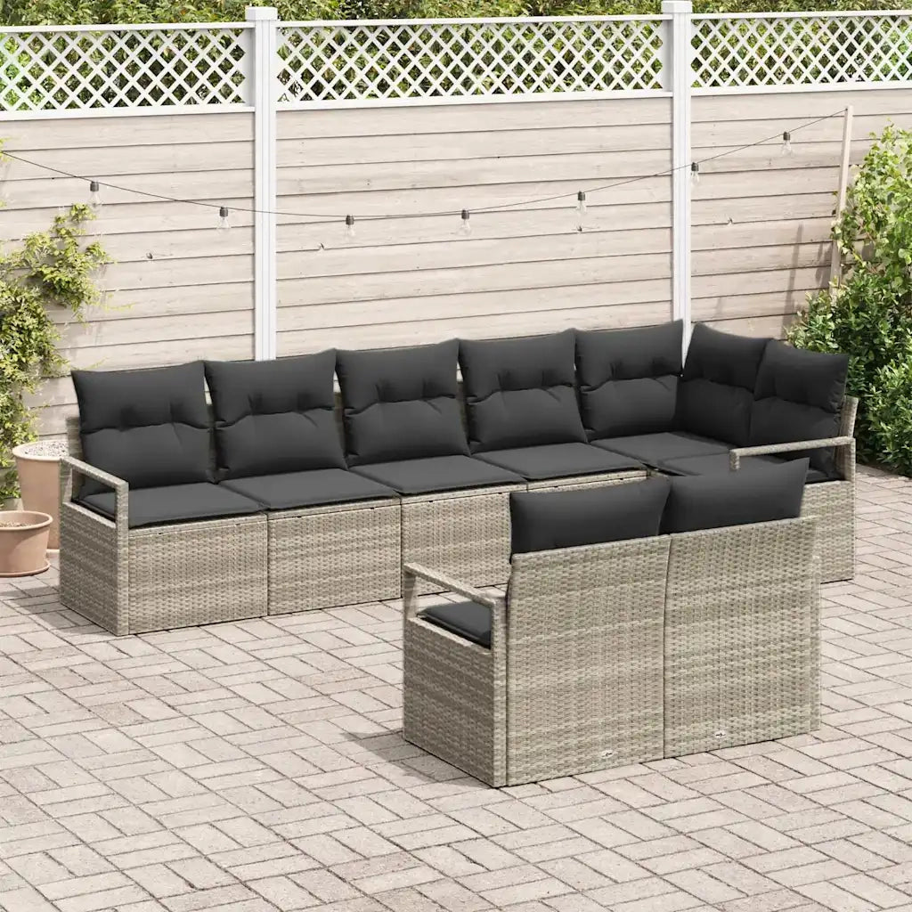 Set di divani 8 pcs Grigio chiaro polyrattan 3346432