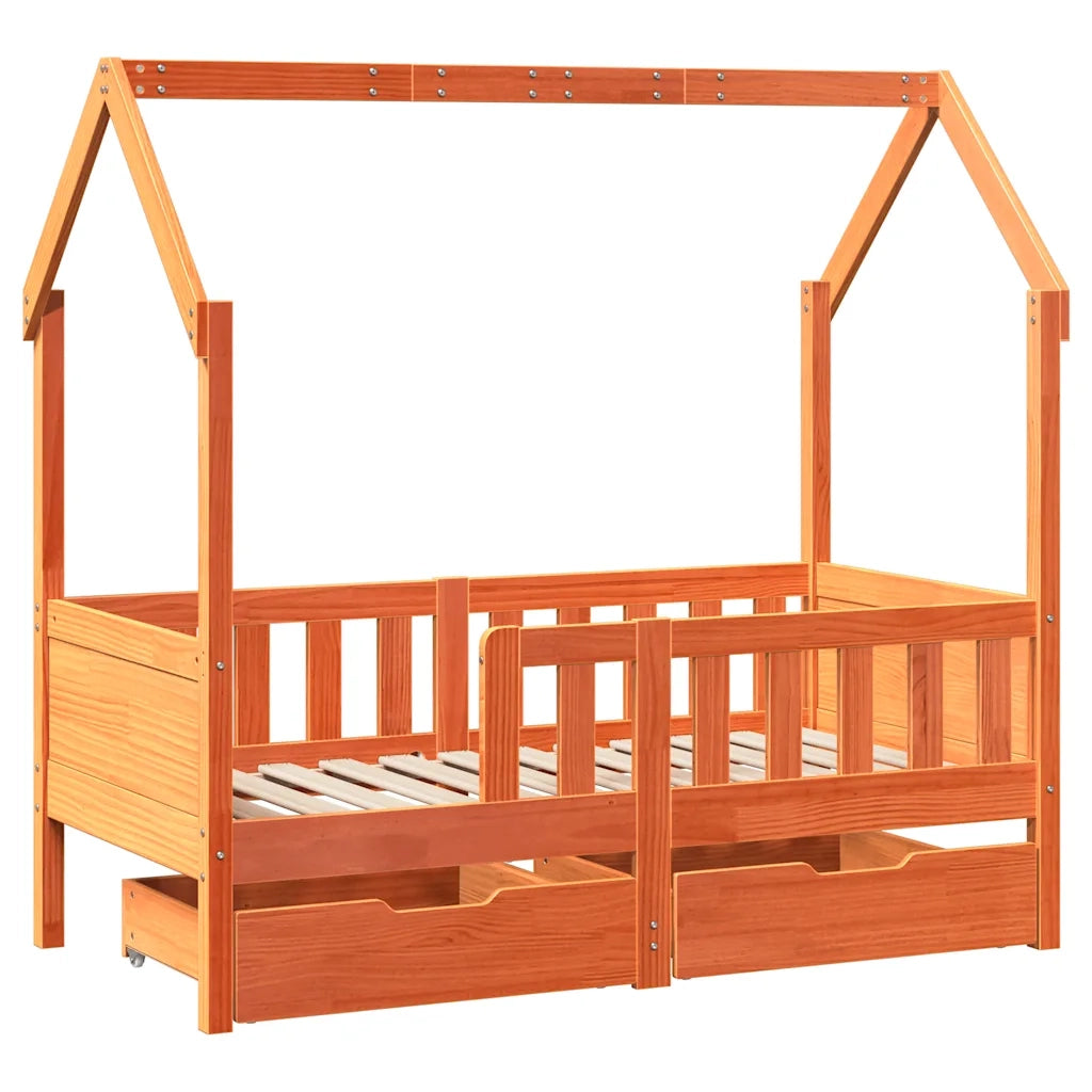 Giroletto per Bambini | Letto Infantile | Lettino con Cassetti 80x170cm Legno Massello Pino