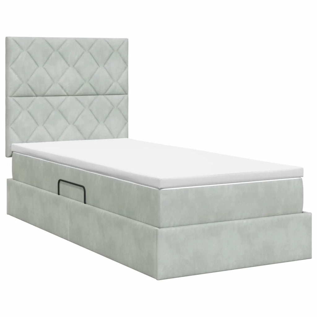 Letto con contenitore e materasso Grigio Chiaro 100 x 200 cm 3459729