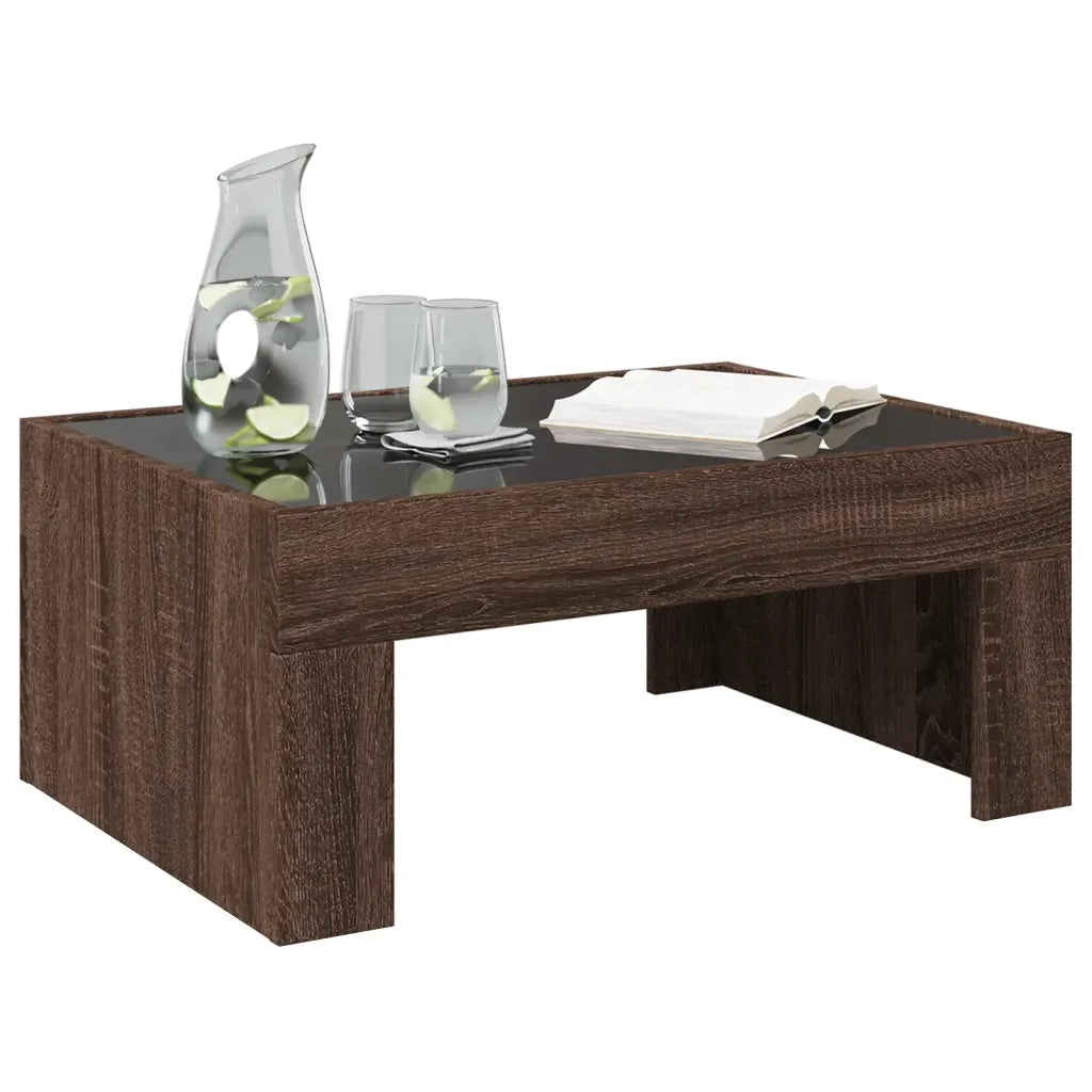 Tavolino da Salotto con LED Infinity Rovere Marrone 70x50x30 cm