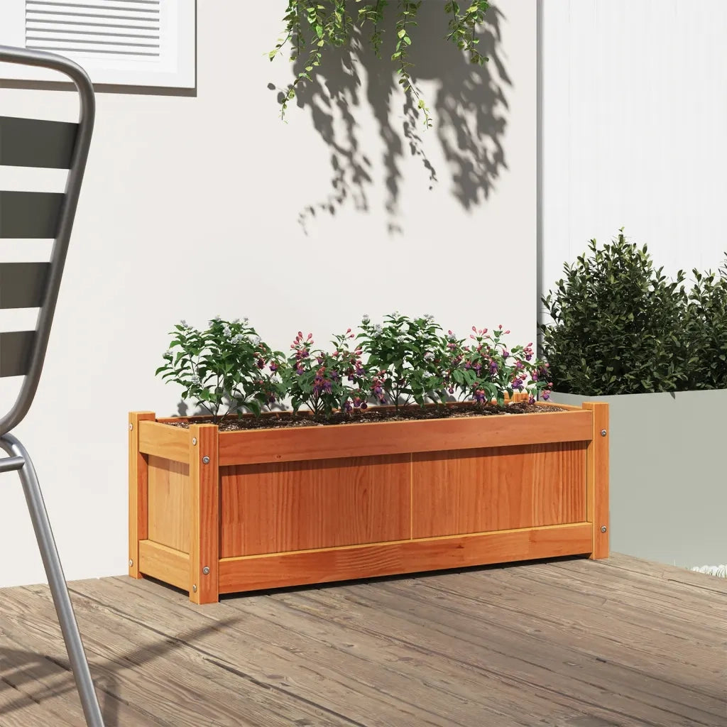 Fioriera Giardino-Vaso da Esterno-Contenitore per Piante Marrone Cera 90x31x31 cm Legno Massello Pino