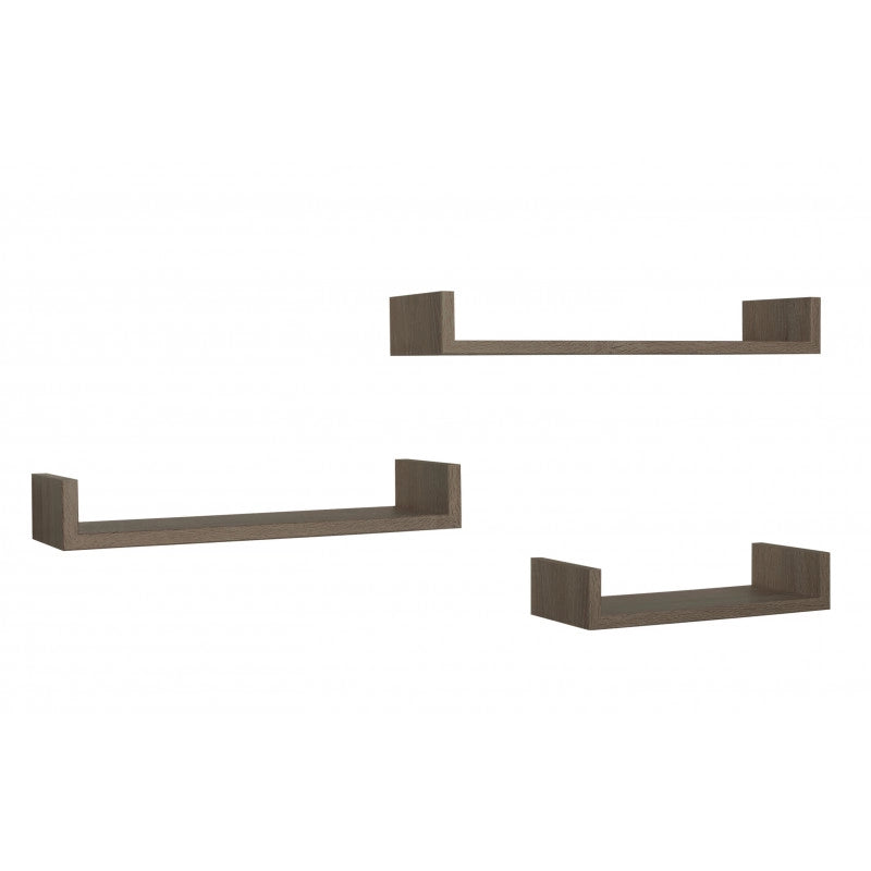 Set di 3 Mensole da Muro, Mensole Muro Design, Mensola da Parete, Noce Segato, 60x8 p15,5 cm, 50x8 p15,5 cm e 40x8 p15,5 cm - Calamita